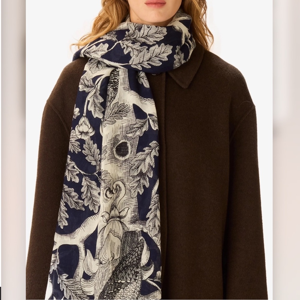 NWT Inoui Editions Archimede Owls in Tree Wool Scarf - Picture 7 of 7